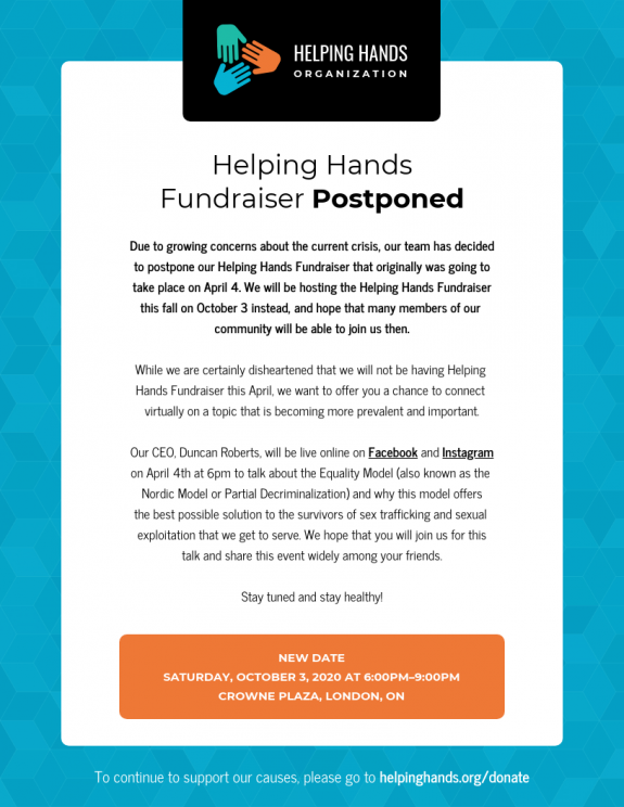 Helping Hands Fundraiser Postponed: Example of Nonprofit Transparency Helping Hands Fundraiser Postponed: Example of Nonprofit Transparency